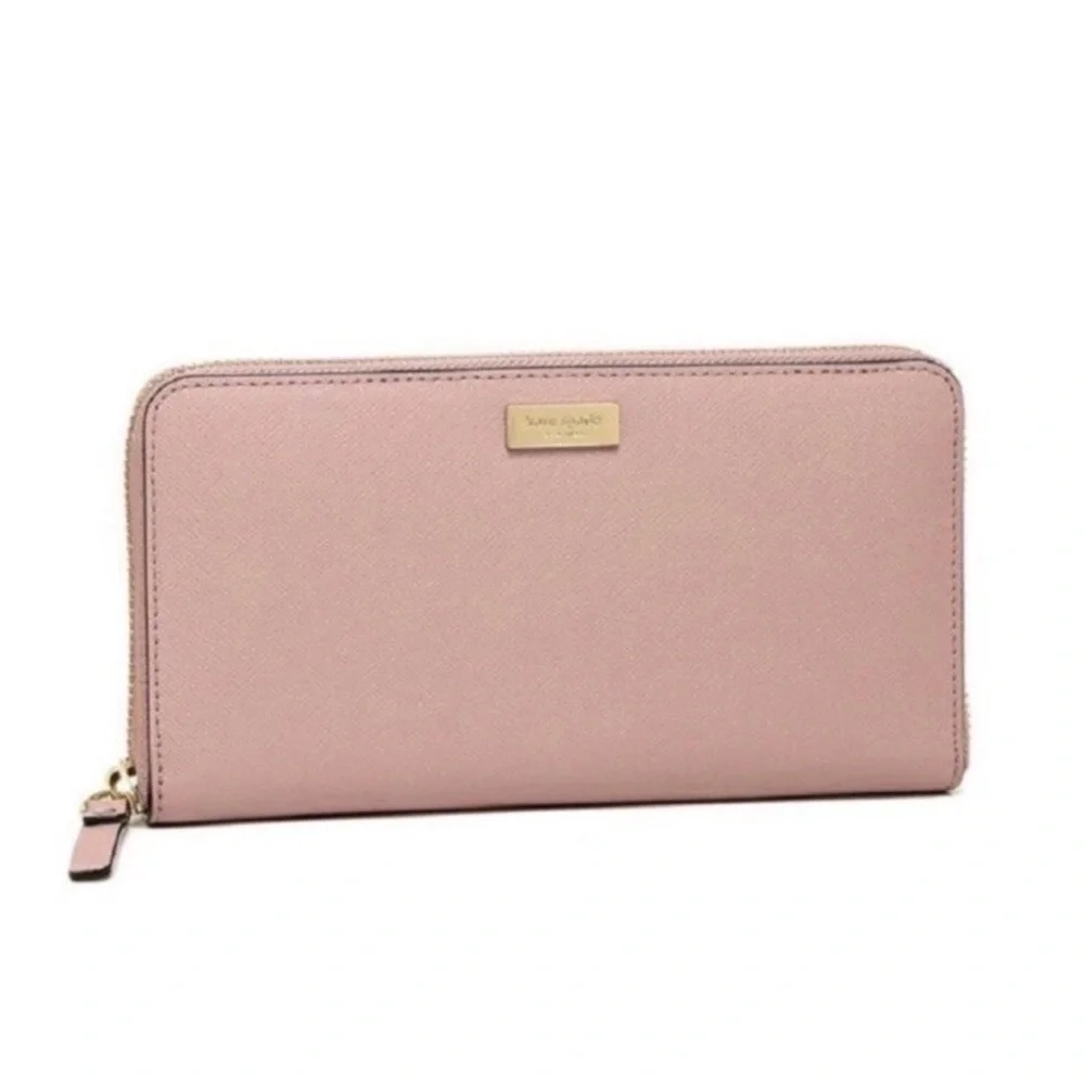 Kate Spade Pink Saffiano Leather Zip Around Wallet